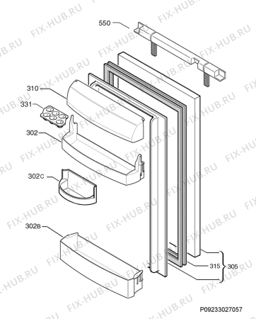 Взрыв-схема холодильника Aeg Electrolux SKS58240F0 - Схема узла Door 003